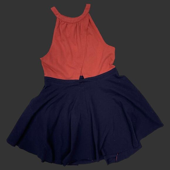 Free People Beach Dress Small Hi Neck Cut Out Open Back Sundress Pockets Summer - Picture 1 of 12